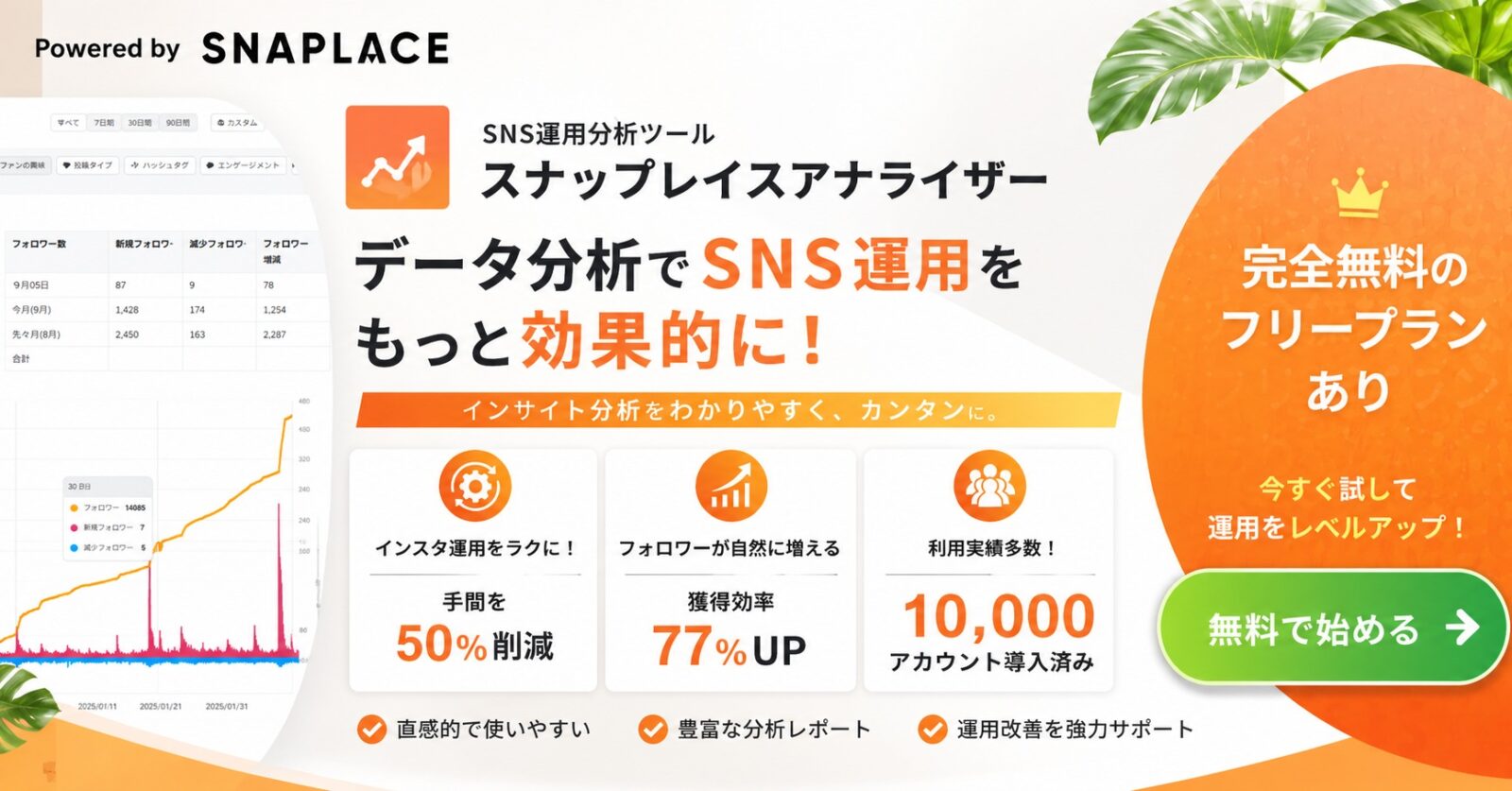 インスタグラム分析ツール GRASIS の画面